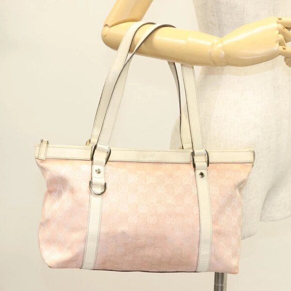 GUCCI GG Canvas Hand Bag Gold Pink 141470 Auth 127877 - Picture 3 of 16